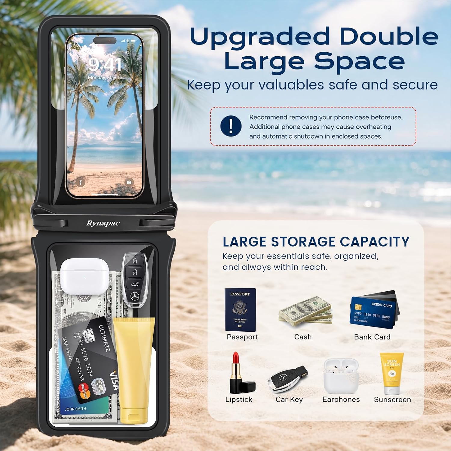 Detalle de Rynapac Waterproof Phone Pouch, Fits up to 8.5 Inches