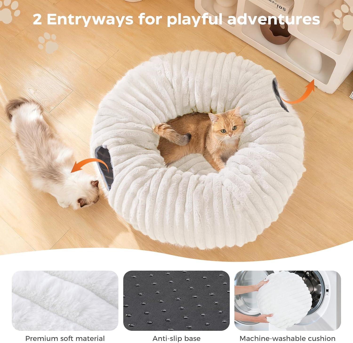 Detalle de Avont Cat Tunnel Bed for Indoor Cats – Plush Donut Tunnel Bed (Large, 10” Diameter)
