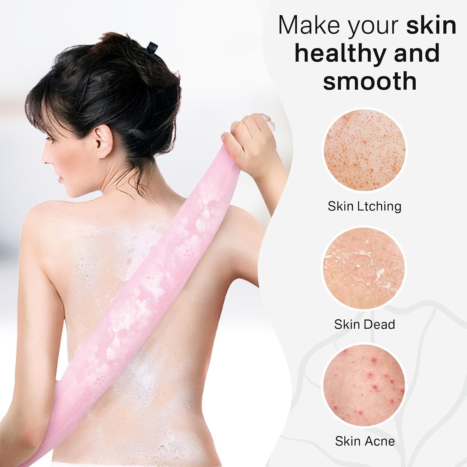 Detalle de Yiclick Exfoliating Washcloth Towel (3-Pack) — Japanese/Korean-Style Back Scrubber for Shower, Bath & Travel