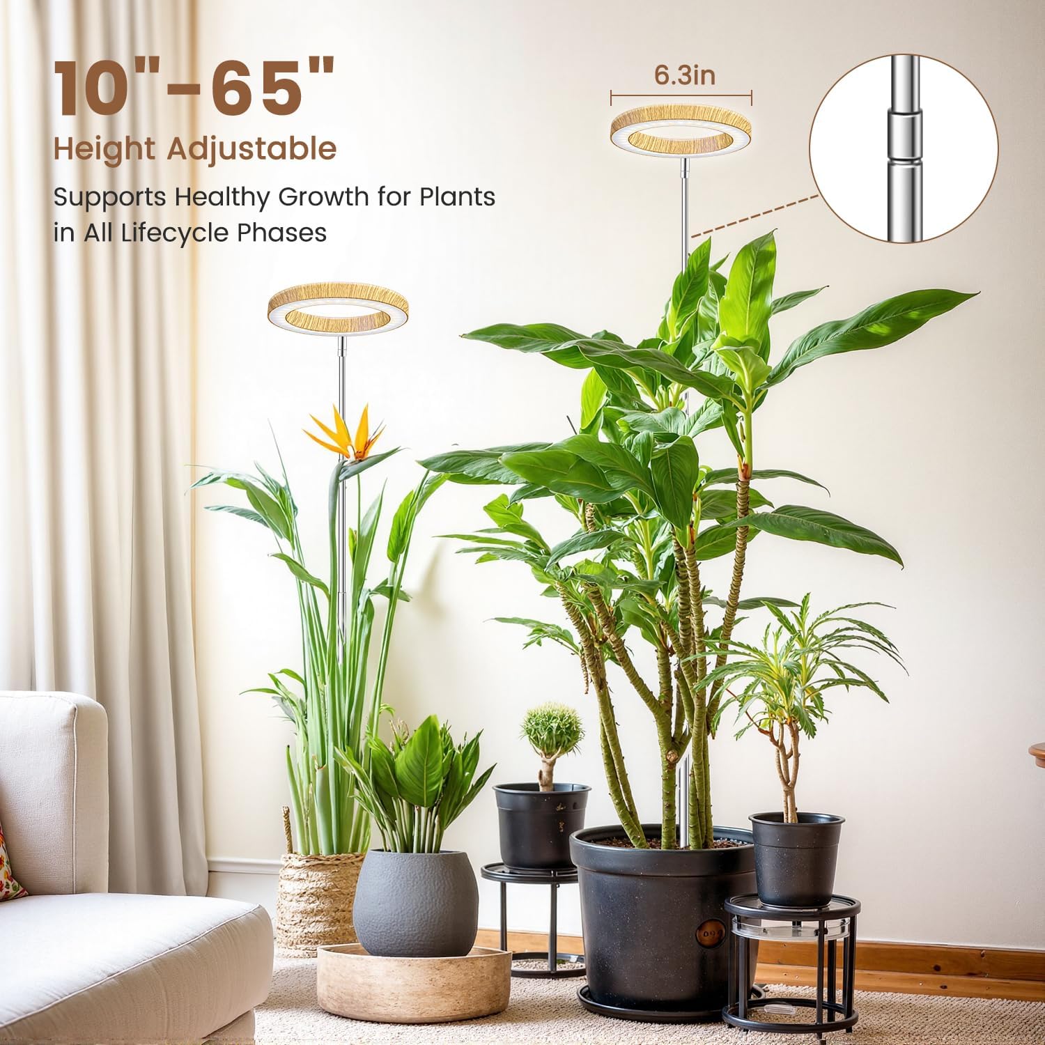 Detalle 2 de Aokrean 6.3in Grow Light, Full-Spectrum LED with Adjustable Height and Timer