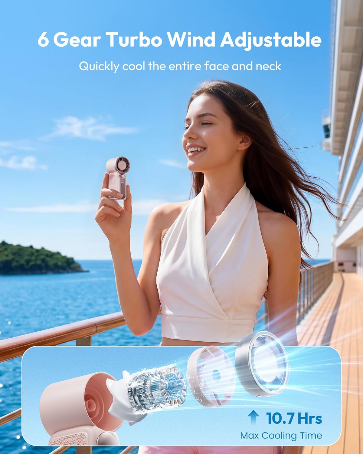 Thumbnail 1 de Gaiatop Portable Handheld Mini Fan with 6 Speeds, 16900 RPM – USB-C Rechargeable