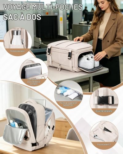 Thumbnail 6 de SZLX Sac à Dos Sous Vide Voyage 40x30x20 avec pompe – cabine Ryanair/Wizz Air/EasyJet, compartiment ordinateur et chaussures