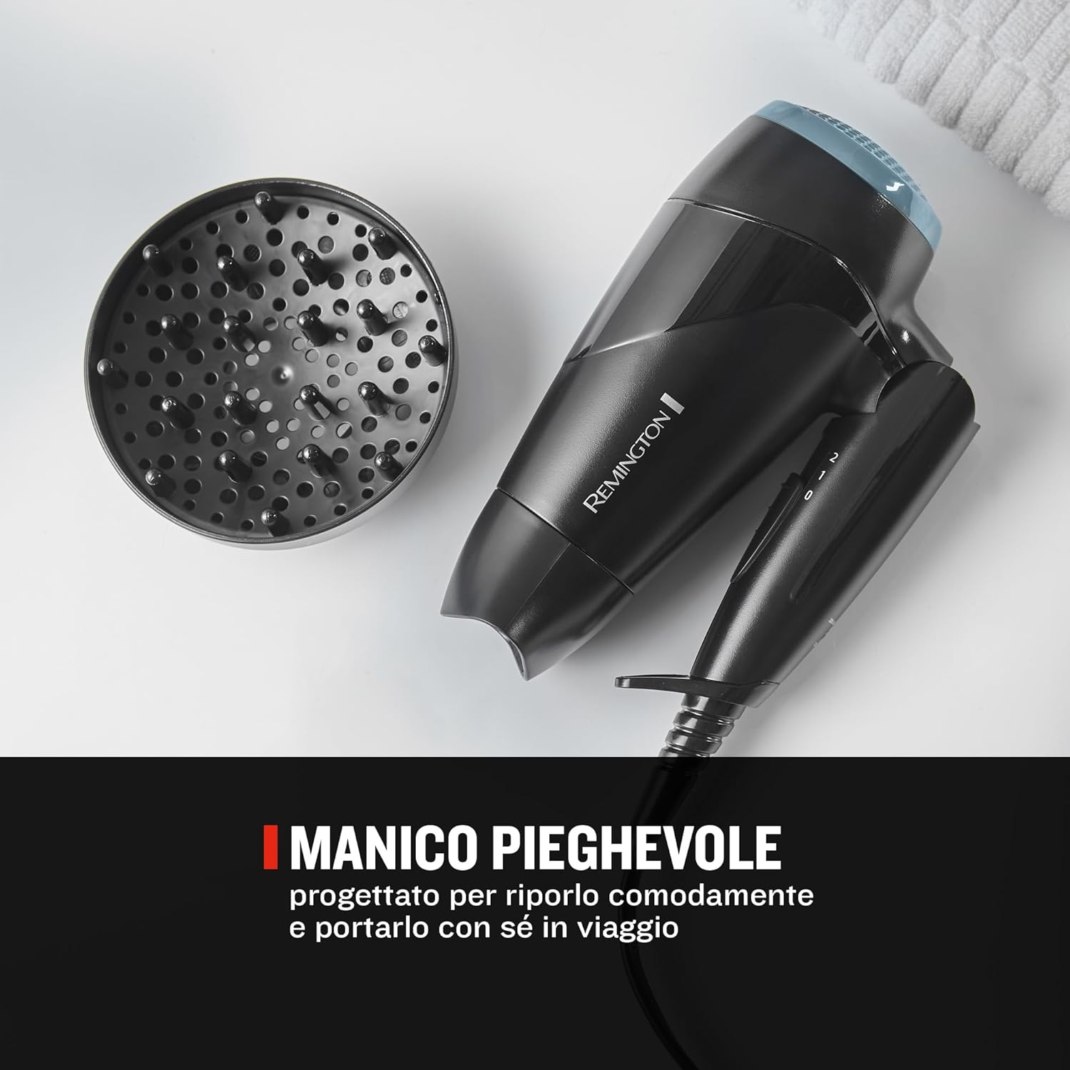 Thumbnail 1 de Remington On The Go D1500 asciugacapelli 2000W pieghevole con bocchetta e diffusore