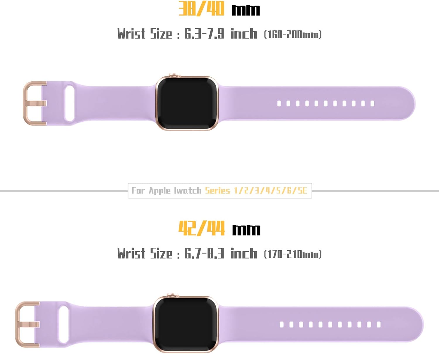 Detalle de Adepoy 2-Pack Silicone Apple Watch Bands for 38–49mm: Soft Sport Straps with Classic Clasp