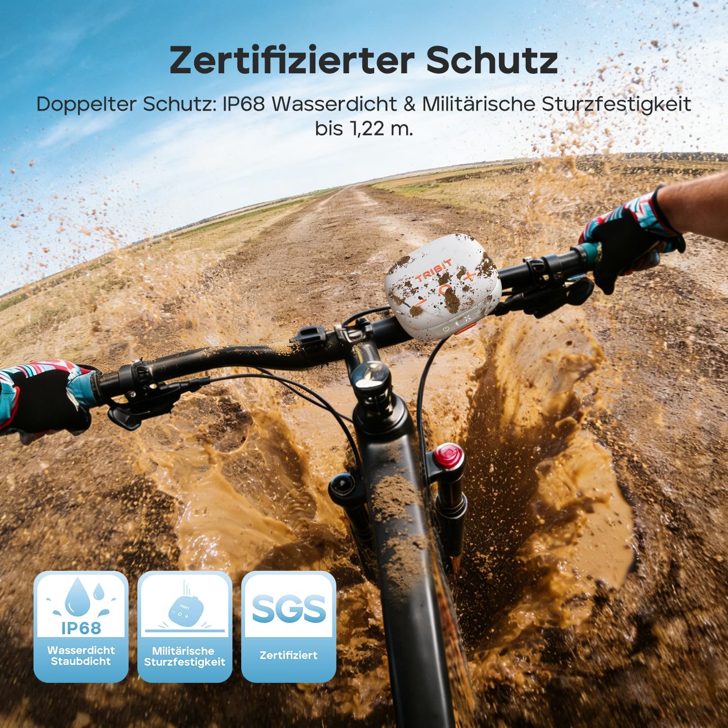 Detalle de Tribit StormBox Micro 3: kompakter Outdoor‑Bluetooth‑Lautsprecher mit XBass, IP68 und Magnetfixierung