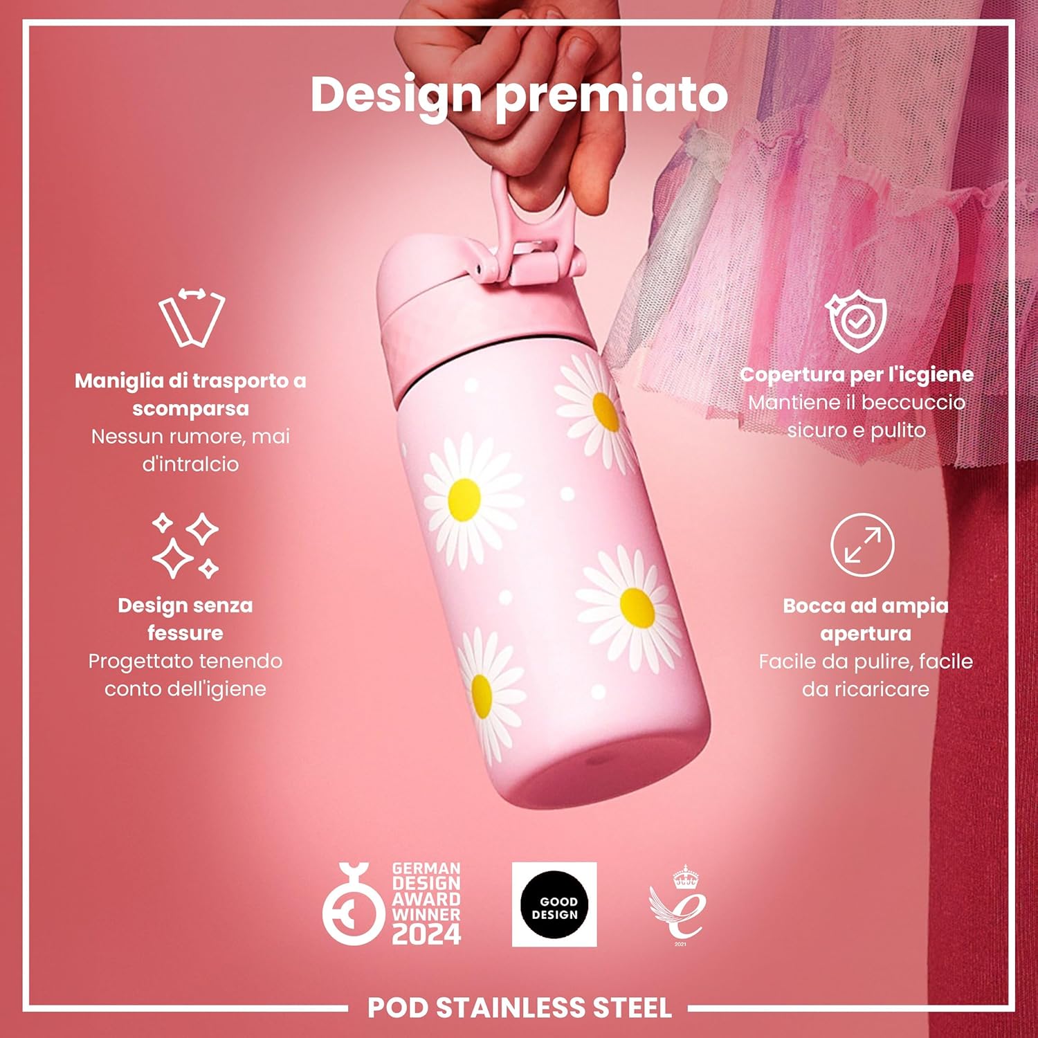 Thumbnail 5 de Ion8 Borraccia Inox Leggero per Bambini, 400 ml – design premiato, senza isolante e a prova di perdite