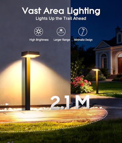 Detalle de RECHOO 6 Stück Solarlampen für Außen – Kabellose Gartenbeleuchtung mit 1200mAh Akku und 2 Lichtmodi