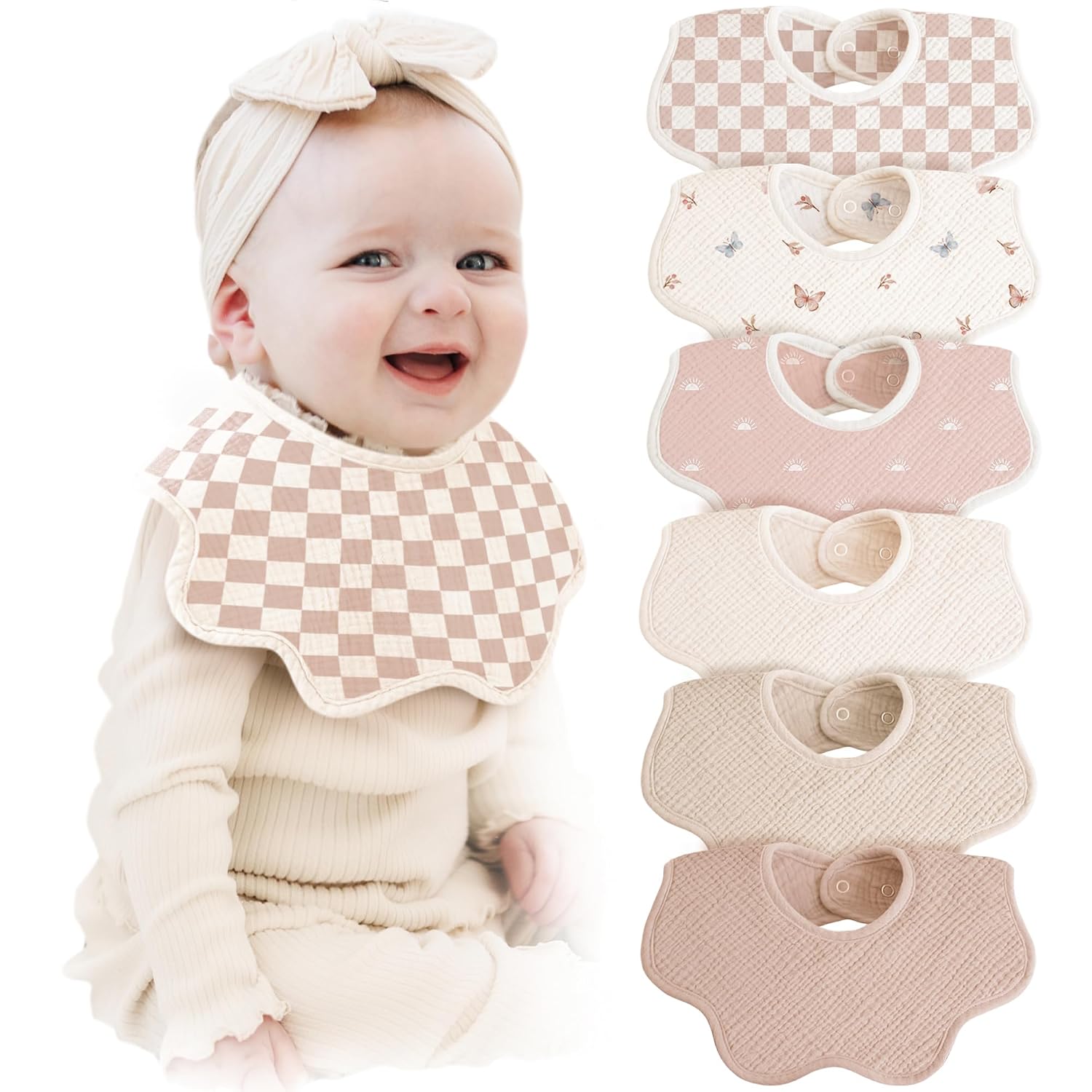 Detalle de Konssy Baby Bandana Bibs, 100% Cotton