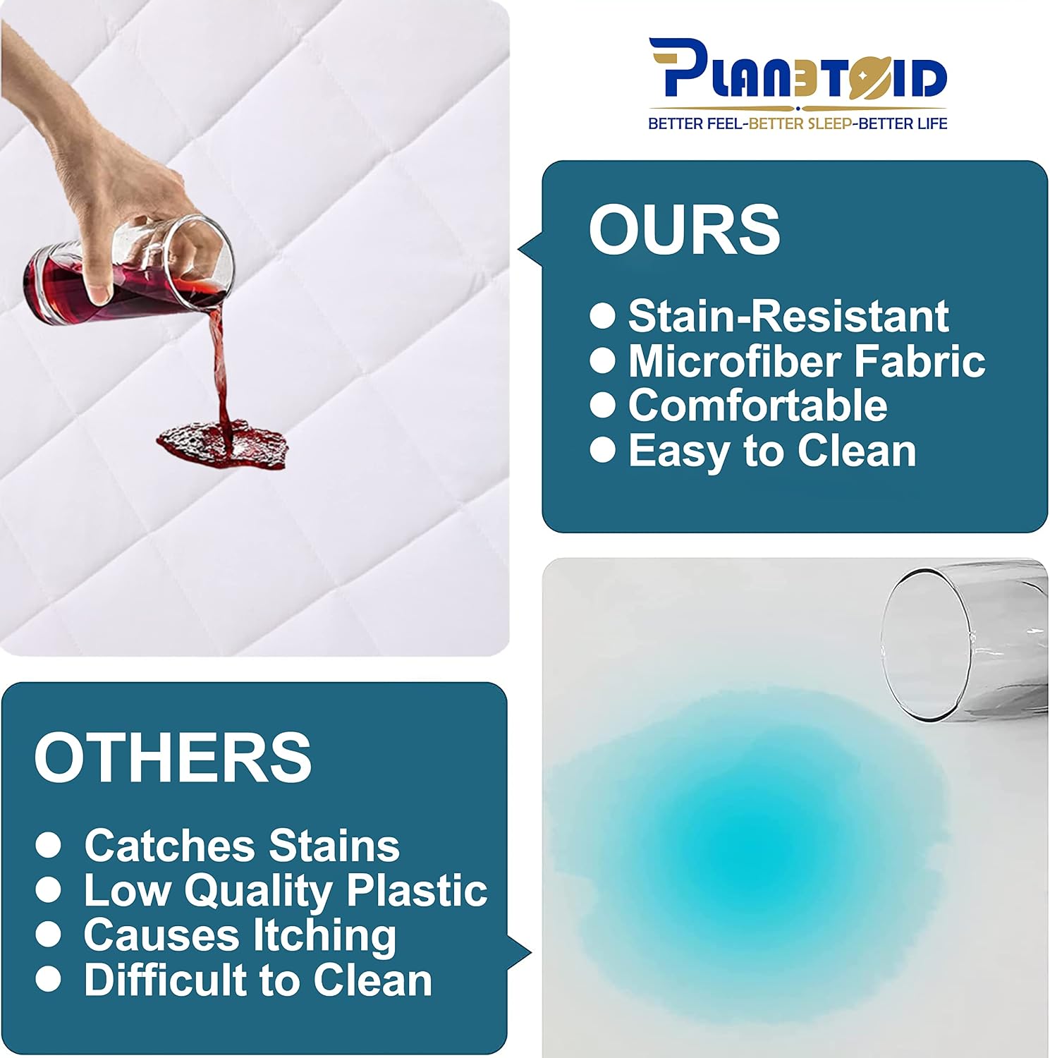 Thumbnail 4 de PLANETOID Quilted Waterproof Mattress Protector King Size with Extra Deep Fit (152 x 200 + 40cm)