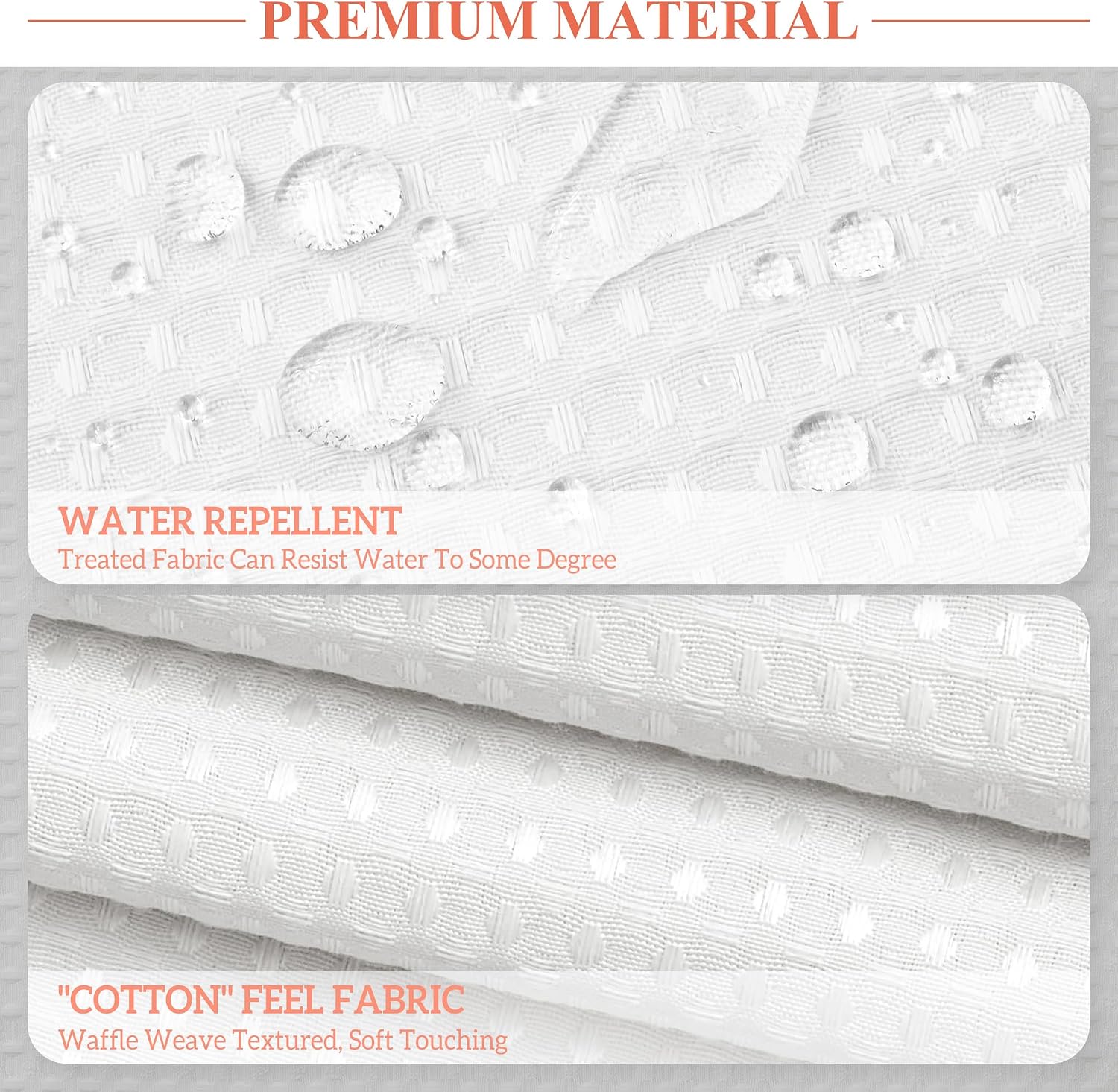 Detalle 2 de Barossa Design 1 Waffle-Weave Shower Curtain, White Polyester, 71 x 72 Inches