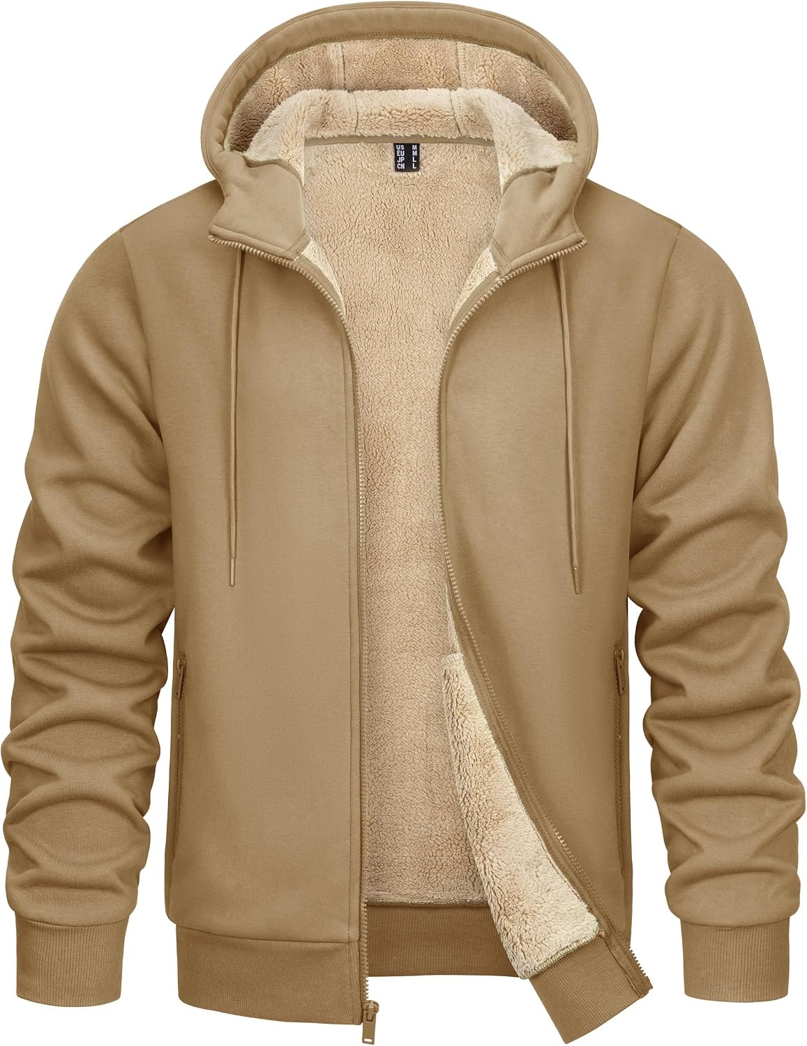 Detalle 2 de KEFITEVD Men’s Sherpa Fleece Lined Zip-Up Windproof Hoodie Jacket