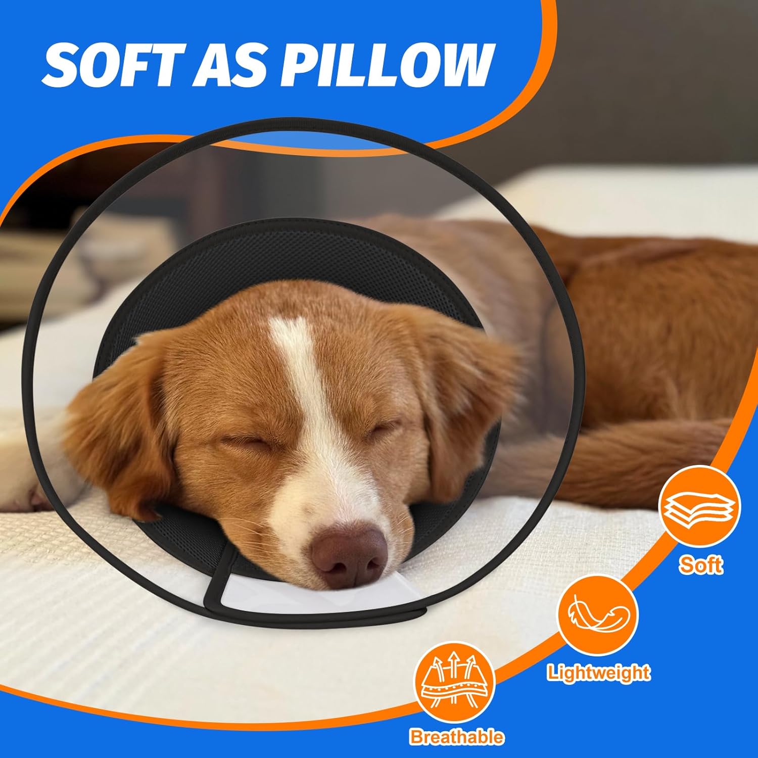 Thumbnail 6 de Supet Dog Cone Collar with Soft Pad, Transparent Elizabethan Recovery Collar for Dogs