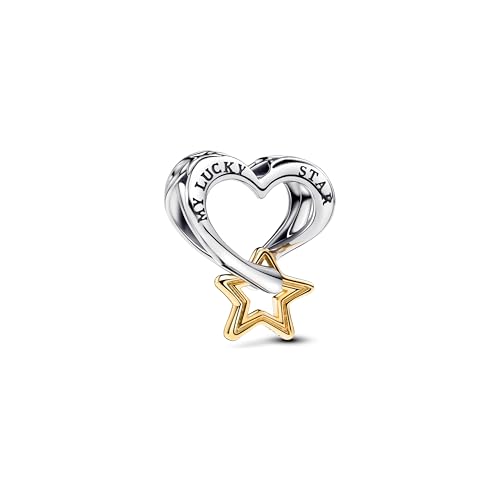 Detalle de Pandora Moments Lucky Star & Herz Charm aus Sterling Silber mit vergoldeter Legierung – 763513C00