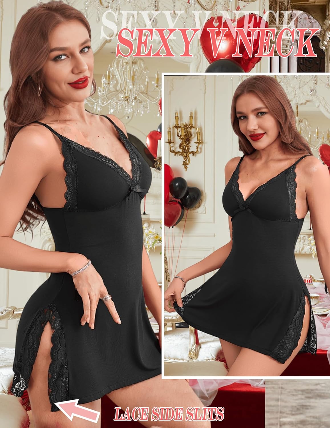 Detalle 1 de Avidlove Nightgown Spaghetti Strap Babydoll 1pc