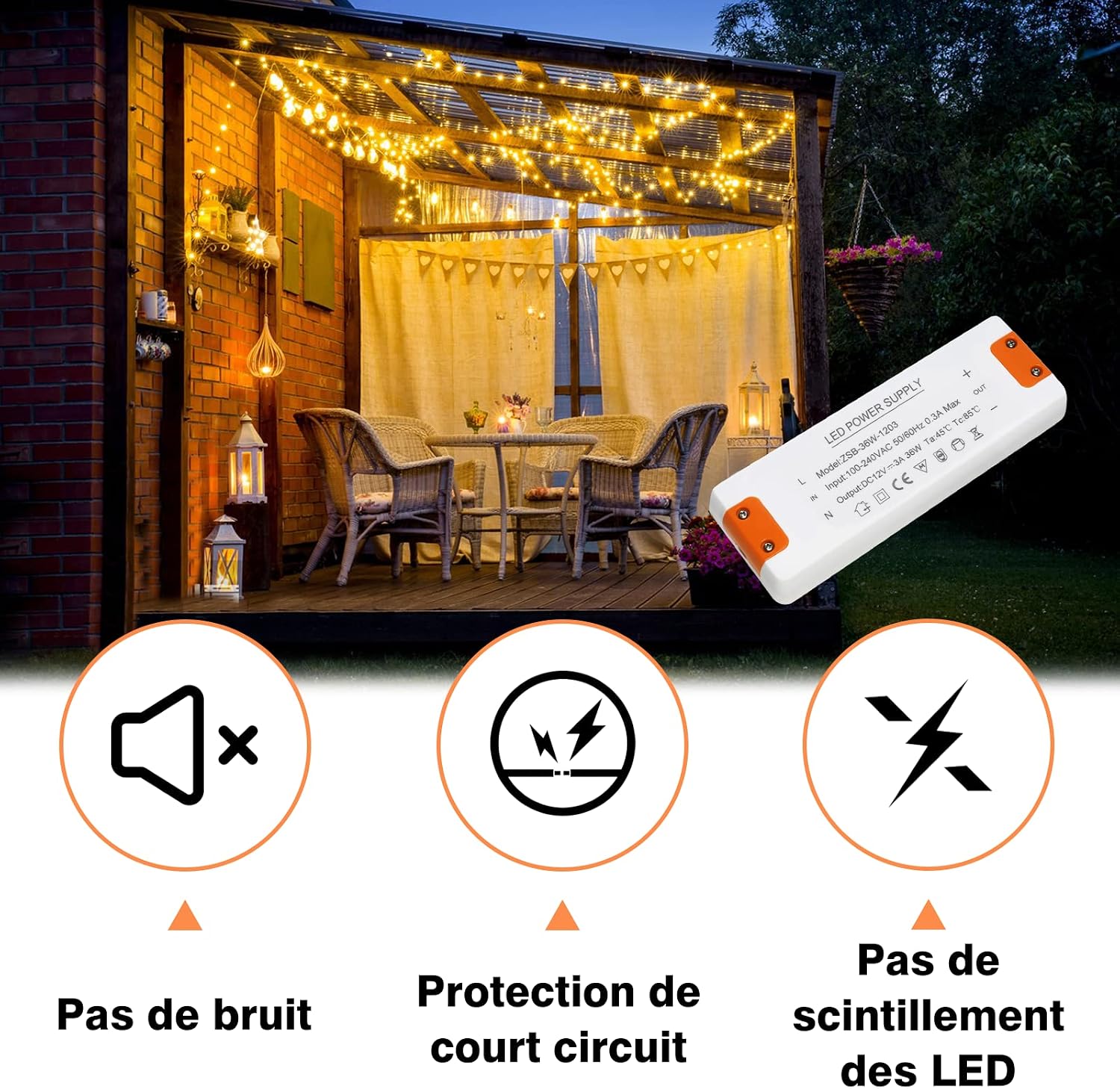 Detalle de ZAKVOP 12V LED-transformator, 24 W en 2 A, voor G4, GU5.3, MR11 en MR16