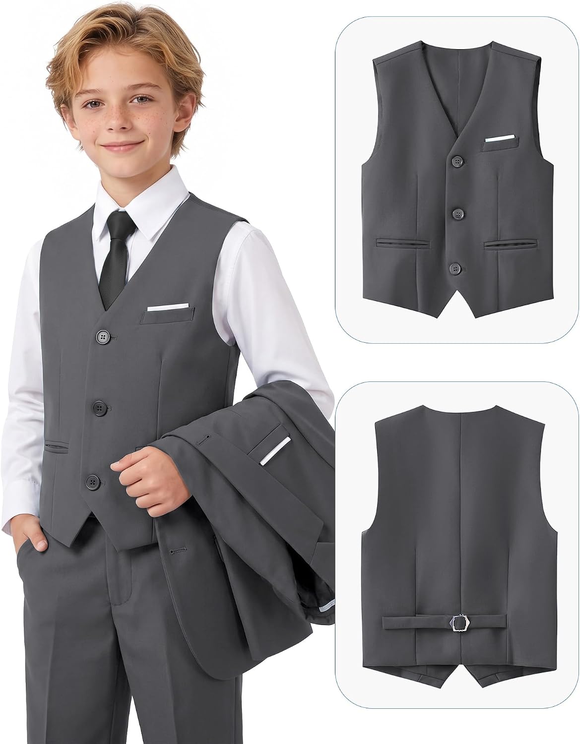 Detalle 1 de MAGE MALE Boys' Formal Suit Set in Polyester Blend