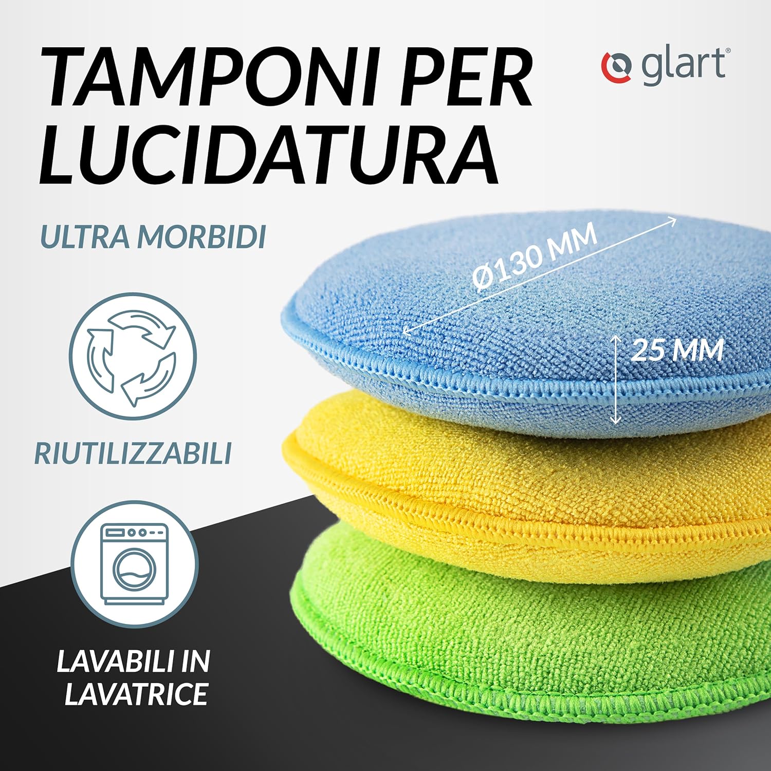 Thumbnail 1 de Glart 46PP: Set di 6 pad in microfibra 130x25 mm per applicazione cera, polish e sigillanti – sostituisce lucidatrice
