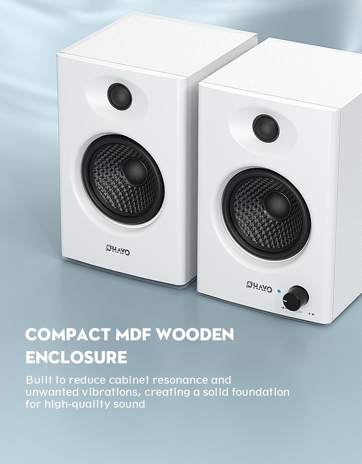 Detalle 2 de OHAYO C6 Computer Speakers, 60W Stereo, Bluetooth 5.3, White