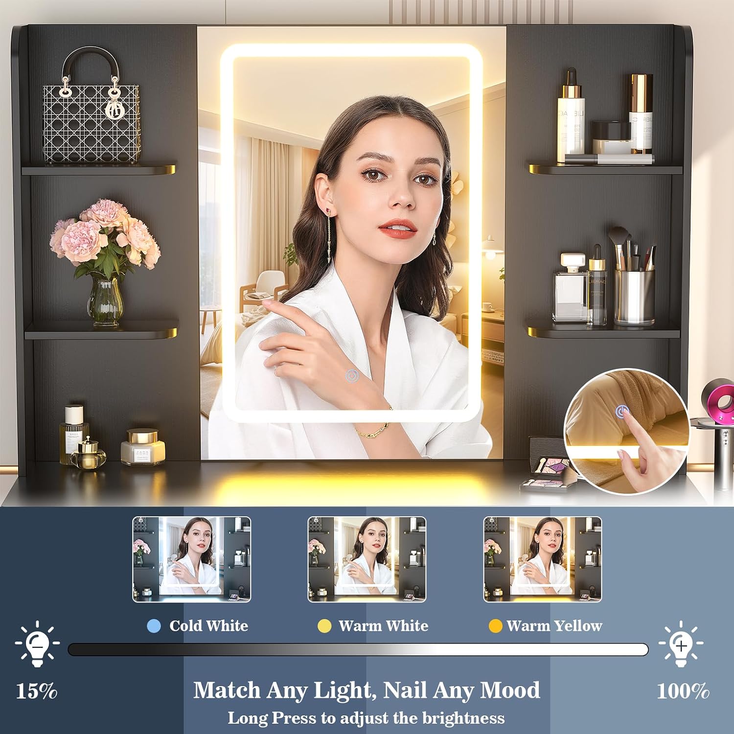 Thumbnail 5 de Cyclysio Makeup Vanity Desk 41.3-Inch