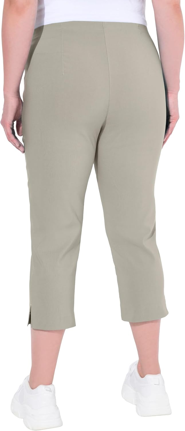 Detalle 2 de Ulla Popken Bengalinhose für Damen in Übergrößen – wadenlang, Elastikbund, stretch (640914)