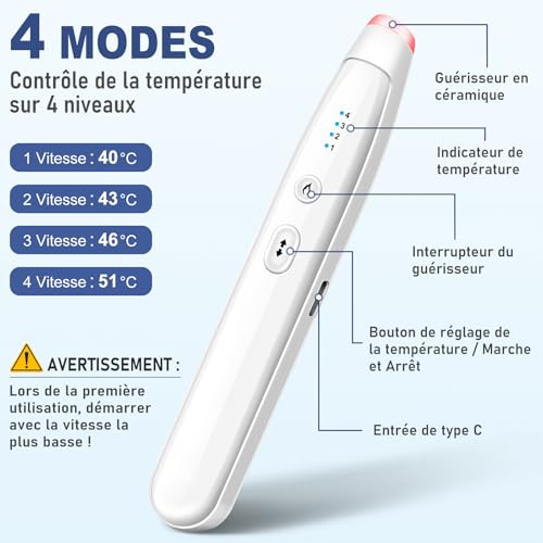 Detalle 2 de ICARe Stylo chauffant anti-piqûres d'insectes – rechargeable, 4 niveaux de chaleur
