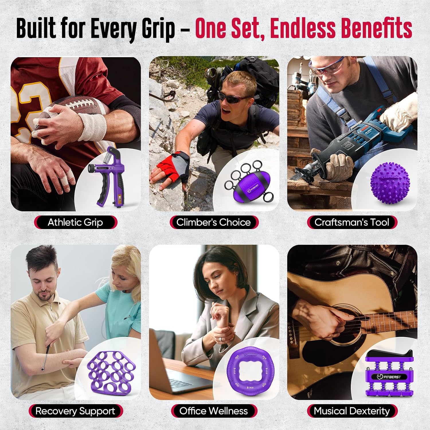 Thumbnail 6 de FitBeast Grip Strengthener Kit (6 Pack) with Adjustable Resistance & Hand Therapy Balls