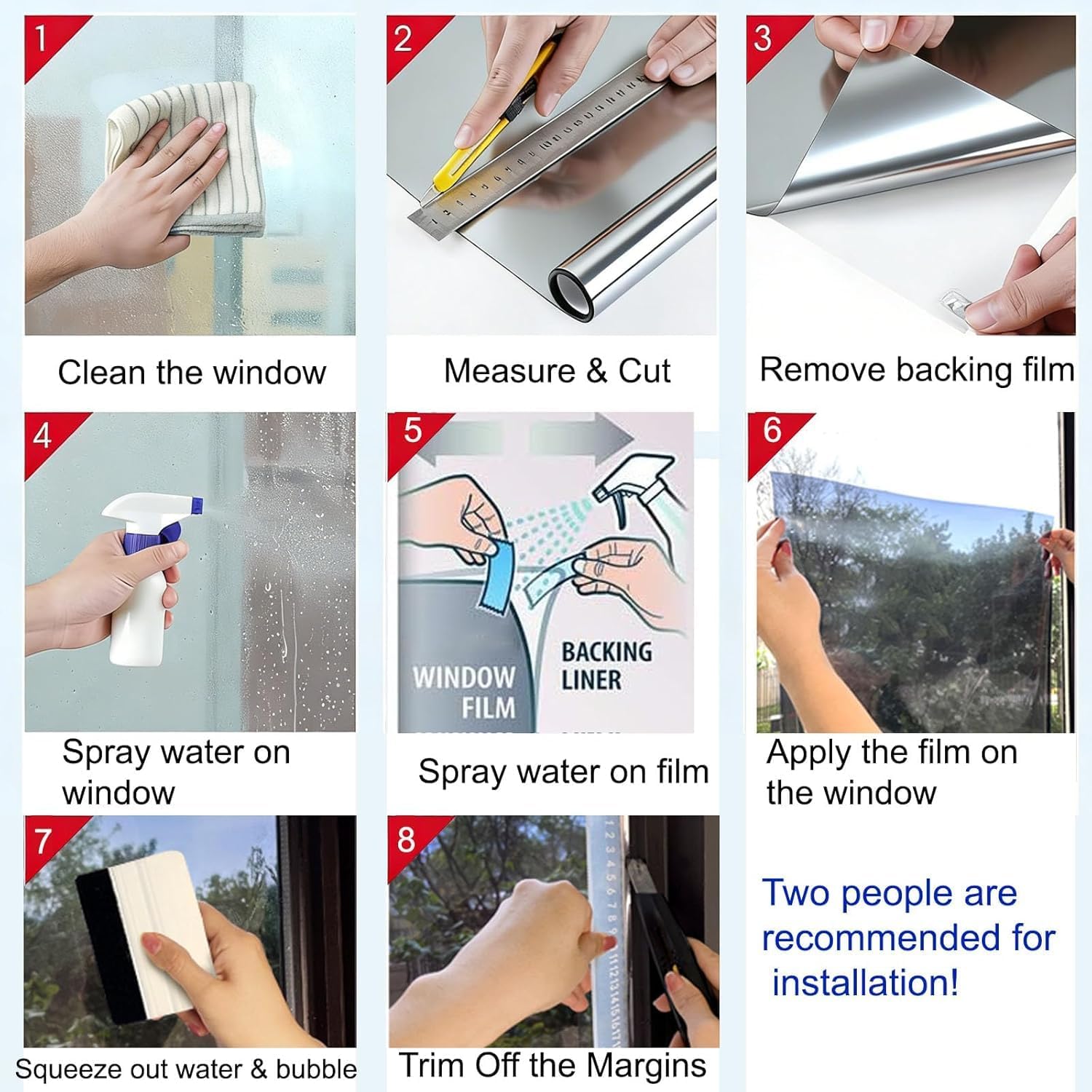 Thumbnail 5 de Evofensteere 44.5x200cm Silver One Way Window Film — Privacy, UV Block, Anti-Glare
