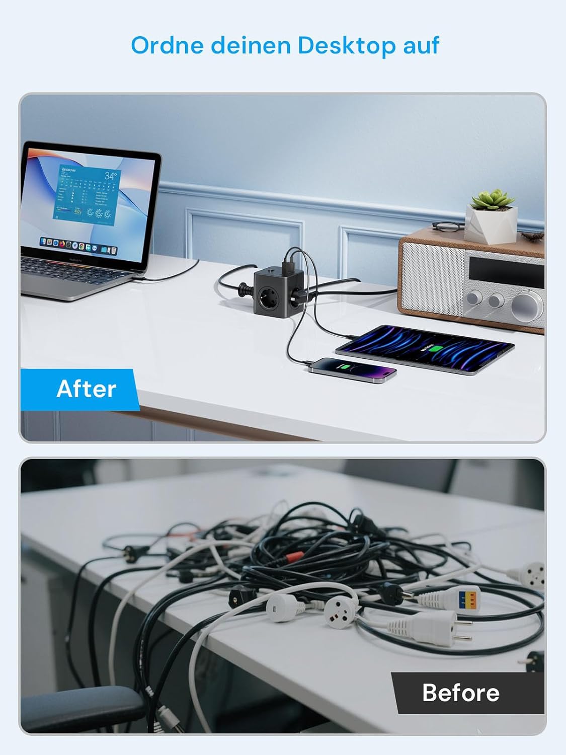Thumbnail 6 de Pluackg Steckdosenwürfel 8 in 1 mit USB