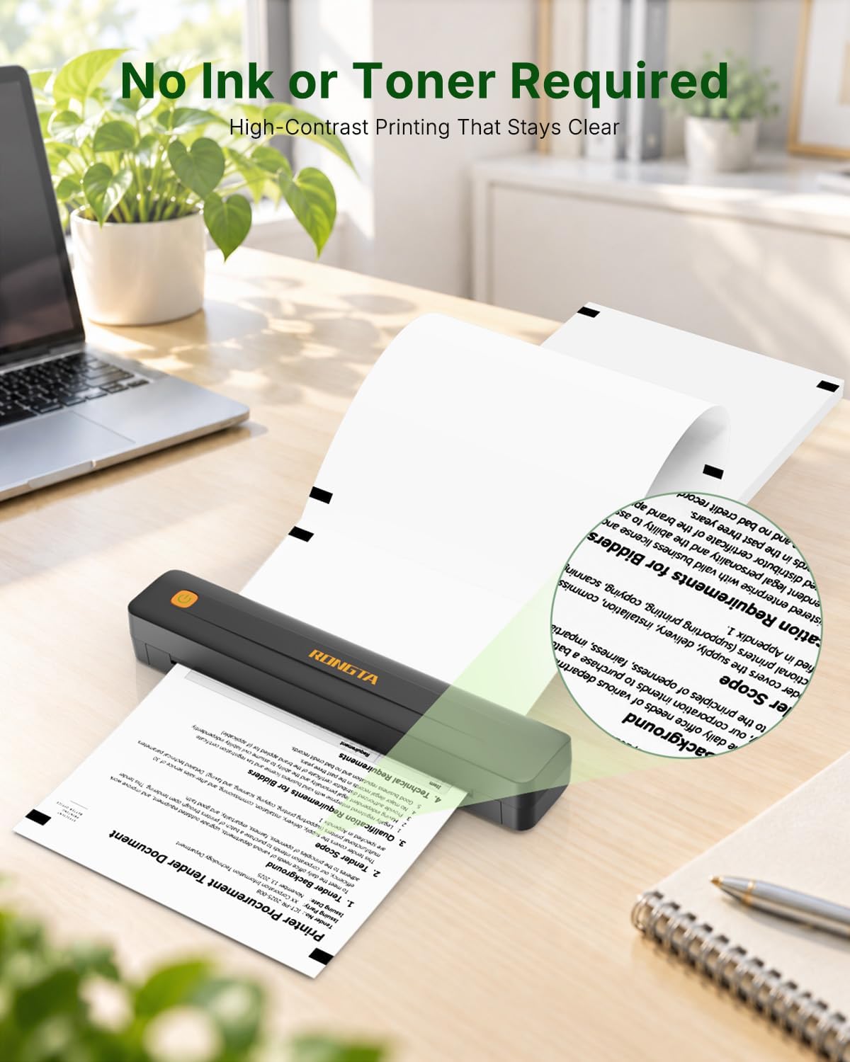 Detalle de Rongta 8.5 x 11-Inch Thermal Printer Paper, 100 Sheets, BPA-Free