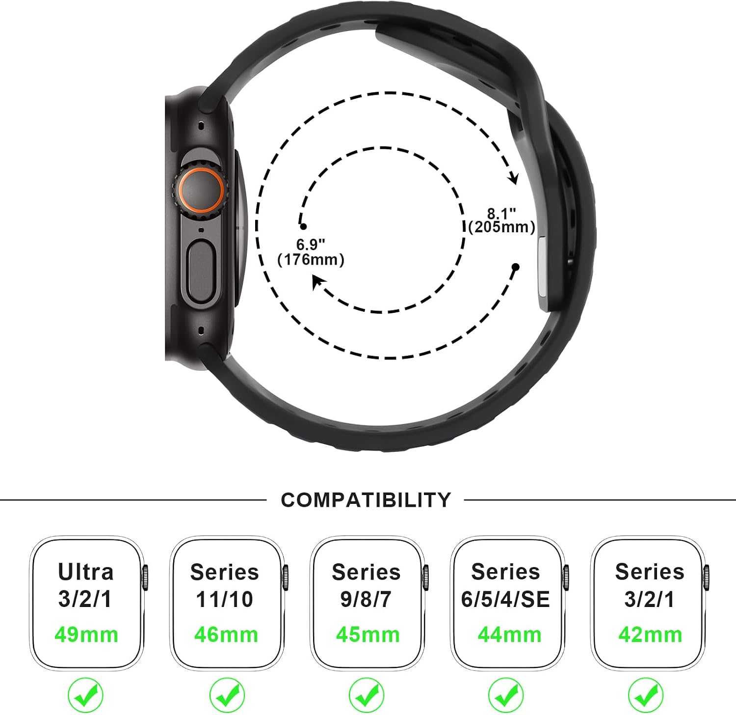 Thumbnail 4 de Anlinser Sport Straps silicone loop band for Apple Watch (42–49mm) in anthracite