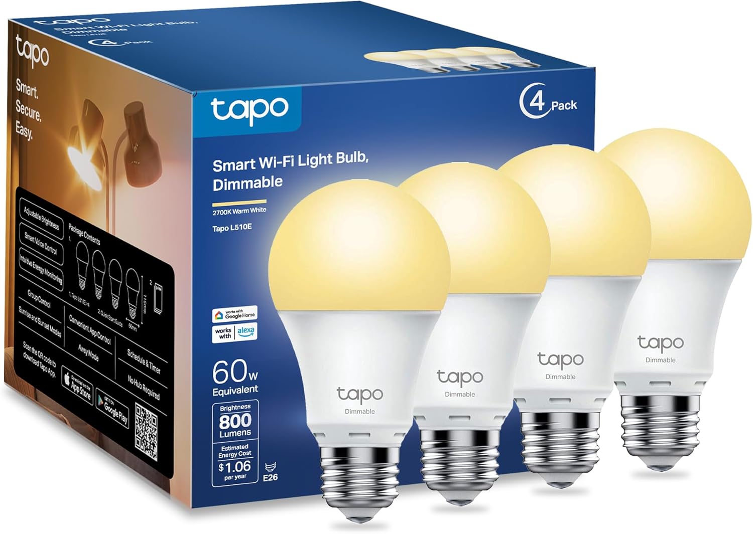 TP-Link Tapo L510E Smart LED Bulbs 800 lm