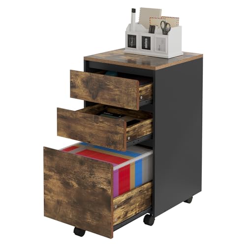 Thumbnail 8 de WOLTU Archivador Móvil 3 Cajones con Ruedas, Roble y Negro 🗄️