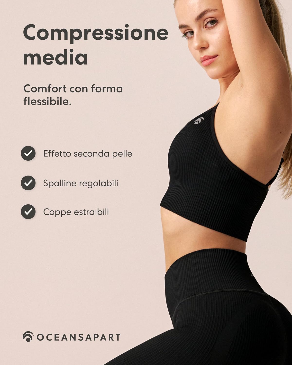 Detalle de OCEANSAPART Maya Bra reggiseno sportivo senza cuciture
