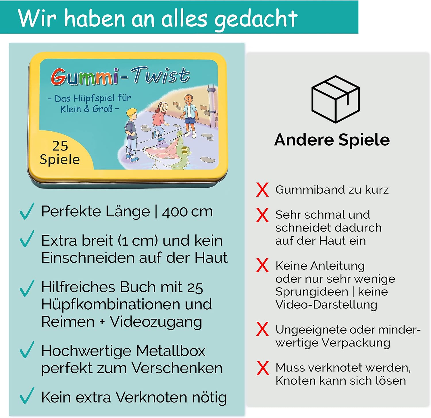 Detalle 2 de GLÜCKSWOLKE Gummitwist + Buch: Das complete Indoor & Outdoor Sprungset mit 25 Vorlagen