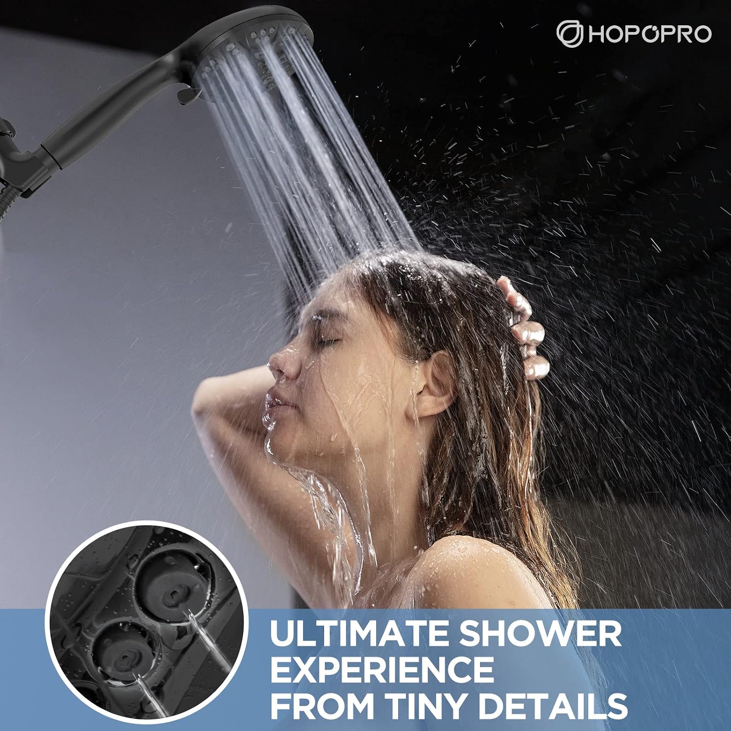 Thumbnail 2 de HOPOPRO 6-Mode Handheld Shower Head Set with 59-Inch Hose and Chrome Finish