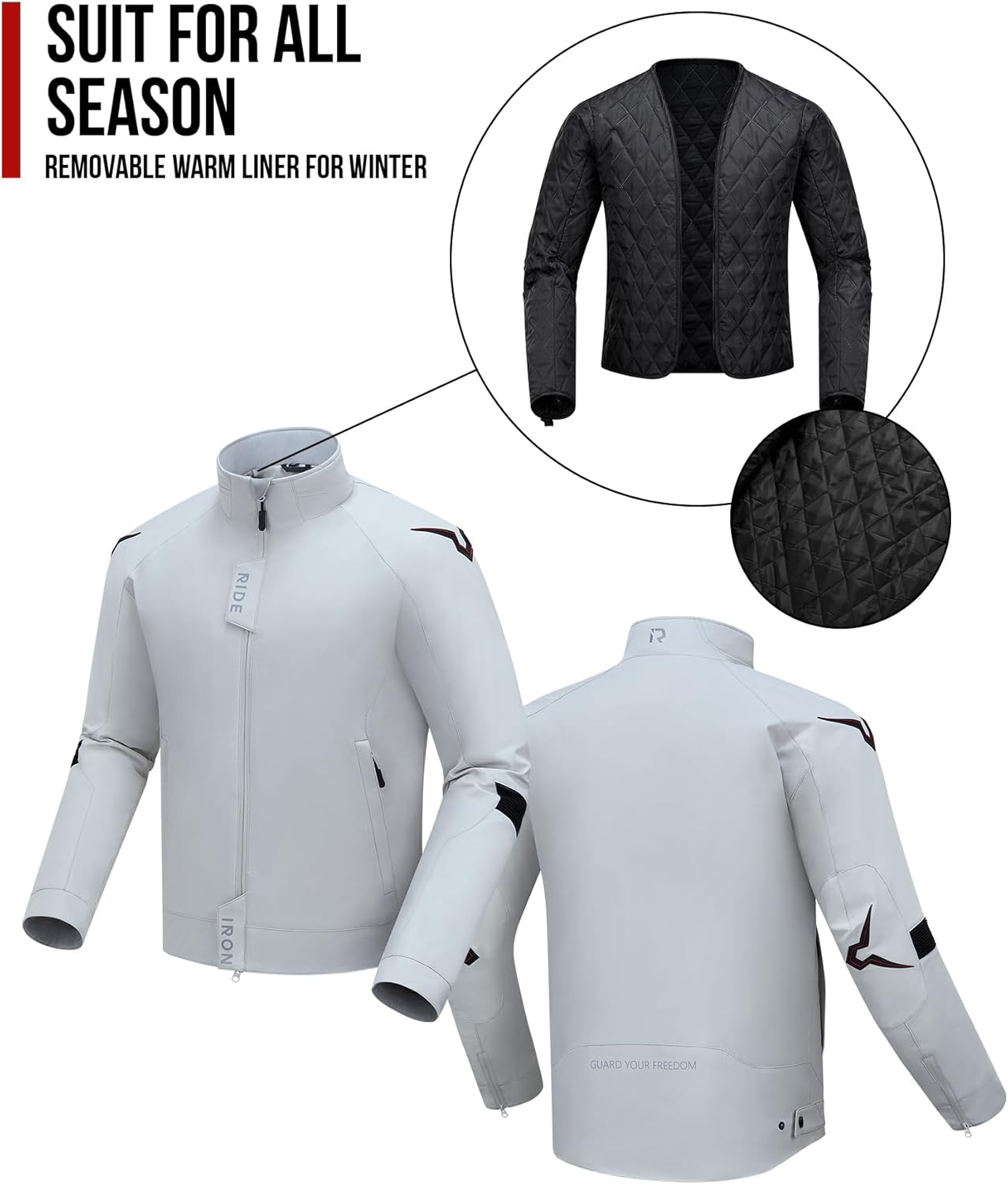Thumbnail 5 de RIDEIRON Giacca Moto Uomo 4 Stagioni con fodera termica rimovibile e protezioni CE rimovibili