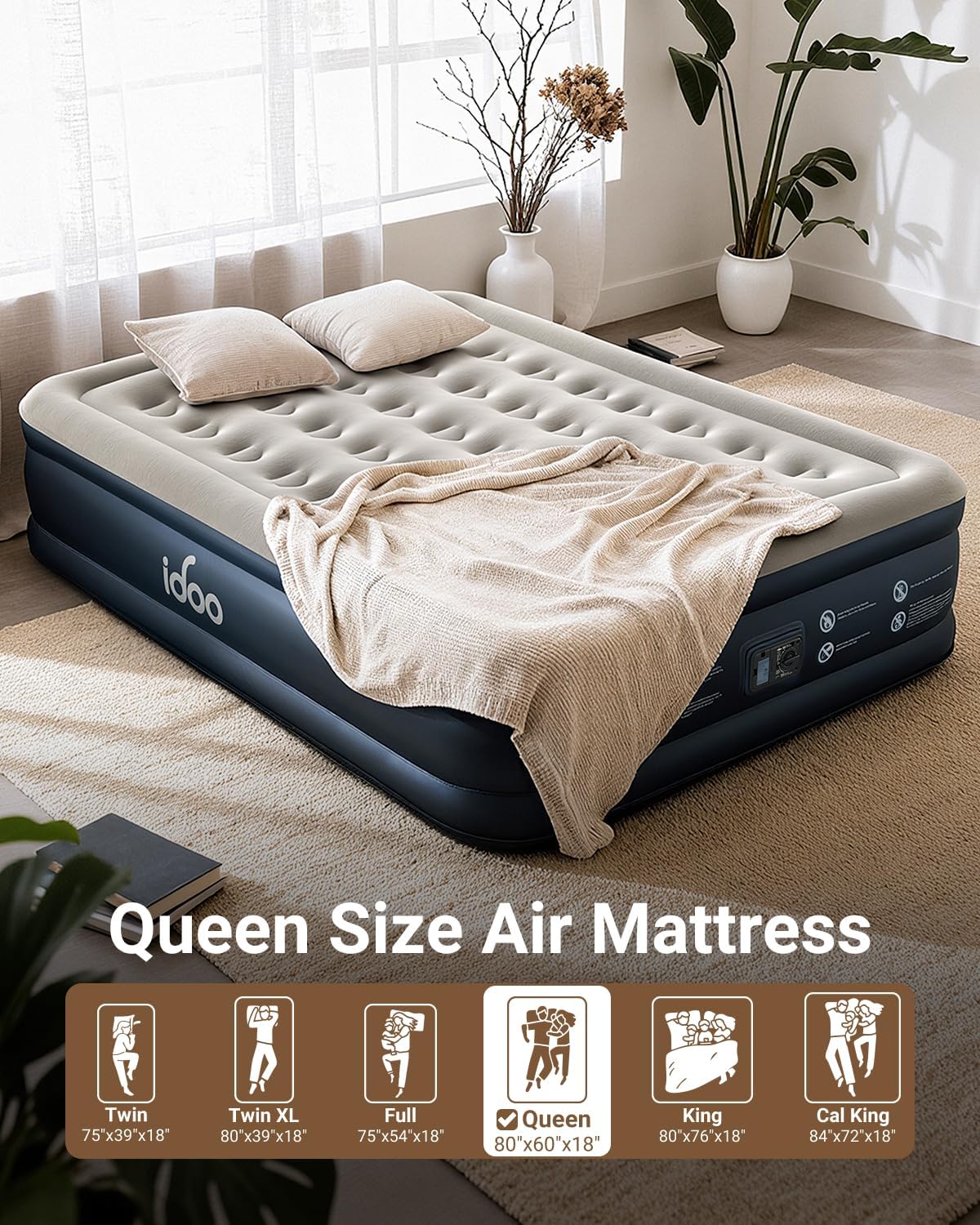 Thumbnail 5 de iDOO Queen Air Mattress 18"