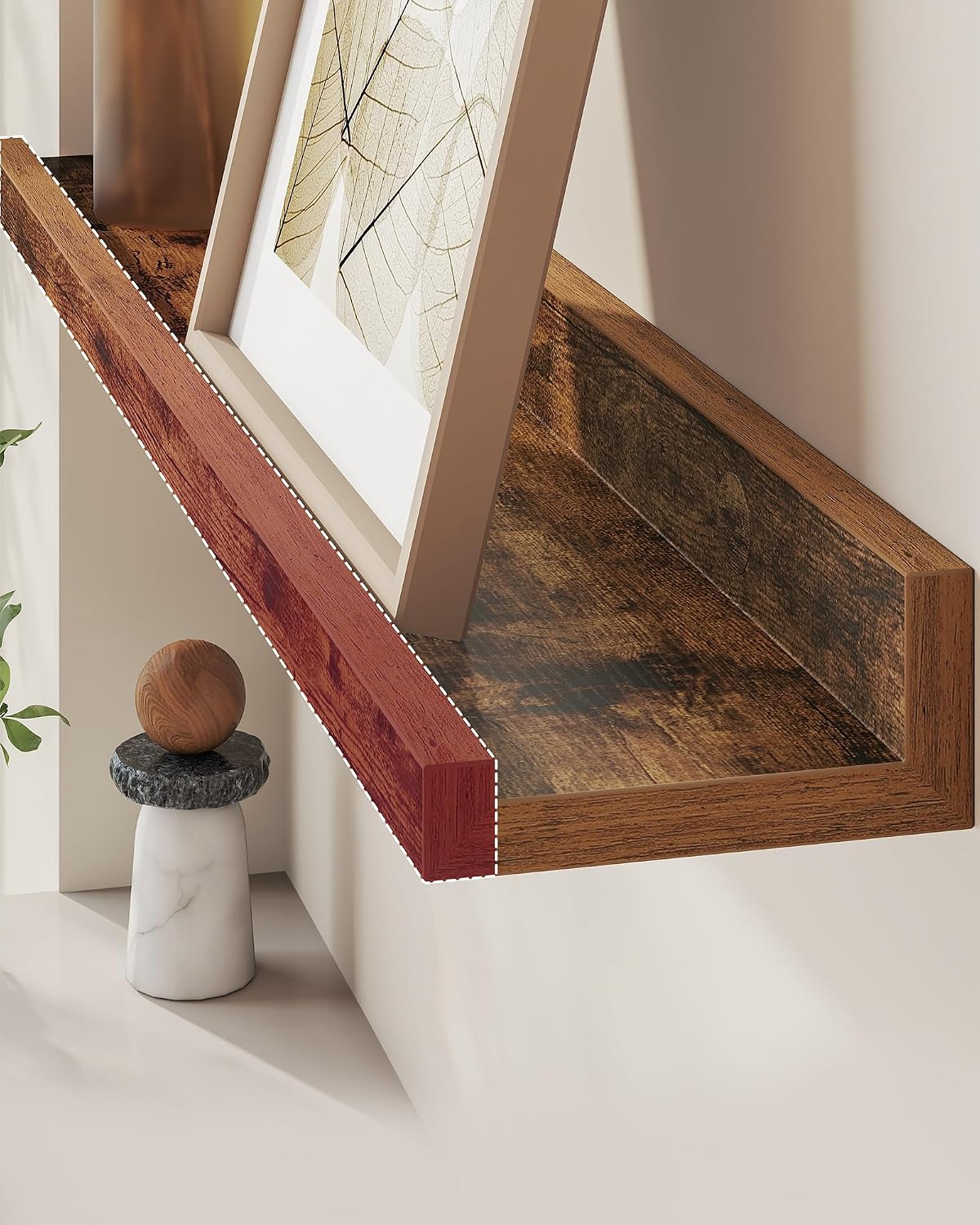 Thumbnail 5 de VASAGLE LWS084K01 Floating Wall Shelves, Set of 2, 80 cm, Vintage Brown