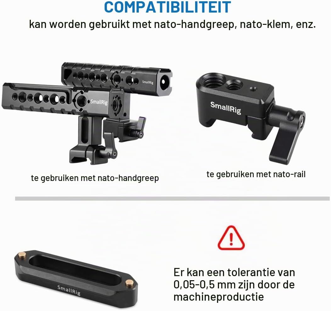 Detalle de SMALLRIG 1195 NATO-rail van 70 mm voor snelkoppeling, aluminiumlegering