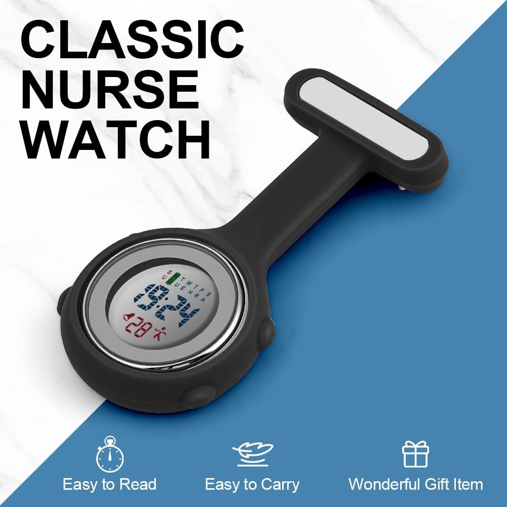 Detalle de Vicloon Orologio da Infermiere 3Pcs in Silicone con Clip – Orologi da tasca per infermieri e personale medico