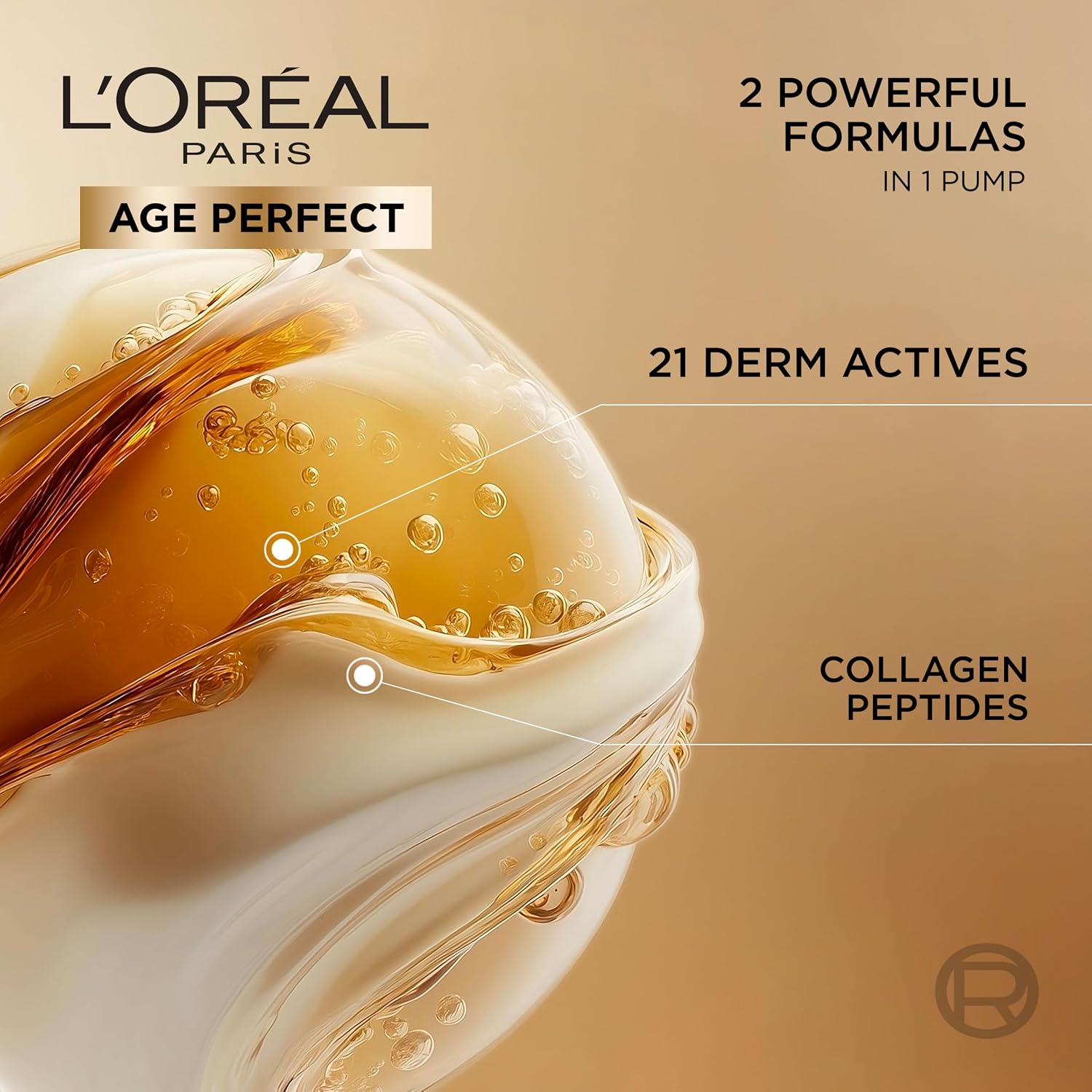 Detalle de L’Oréal Paris Le Duo Face Serum, Age Perfect Collagen Peptide Booster 30ml