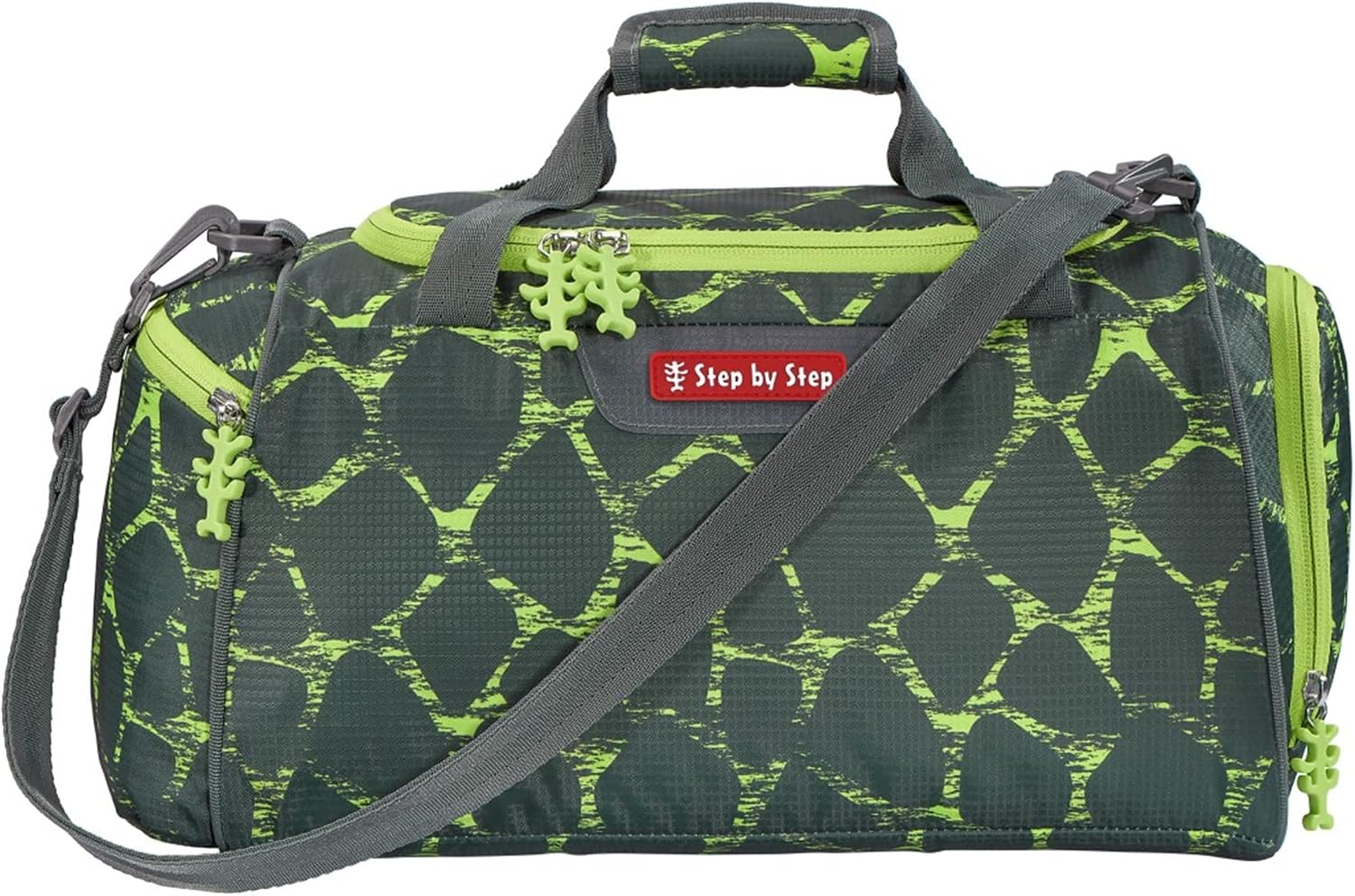 Detalle de Step by Step Sporttasche Wild Cat Chiko, schwarz/grün – 13 L, Nasswäschefach, verstellbarer Tragegurt