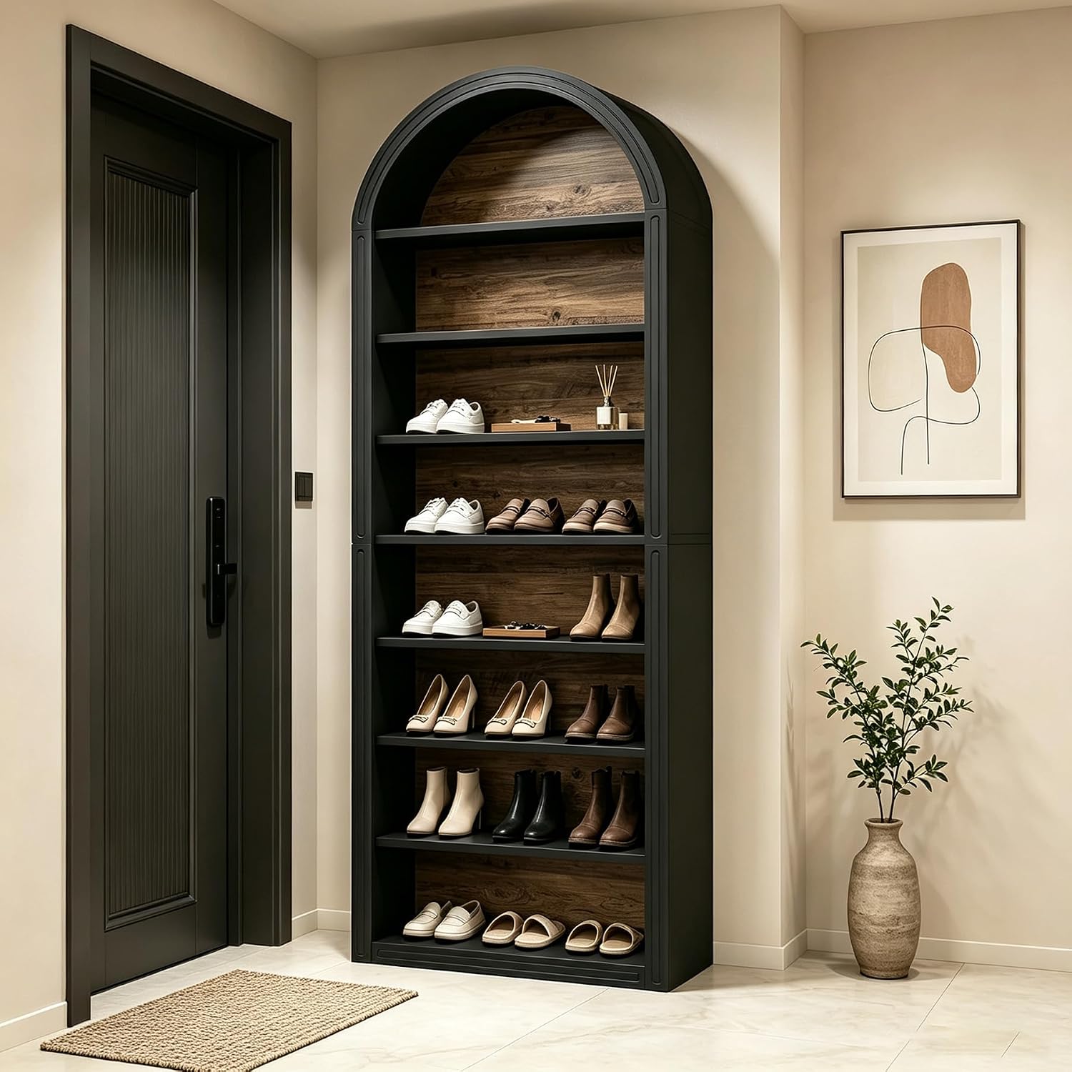 Detalle de LITTLE TREE BBTSC8T 8-Tier Open Shoe Cabinet, 200 cm, Black Brown