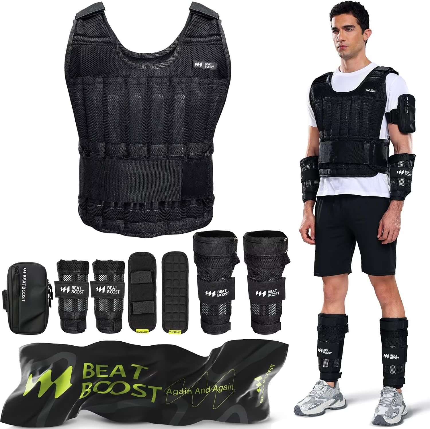 Detalle de BeatBoost Weighted Vest 20 lb adjustable workout vest ๐