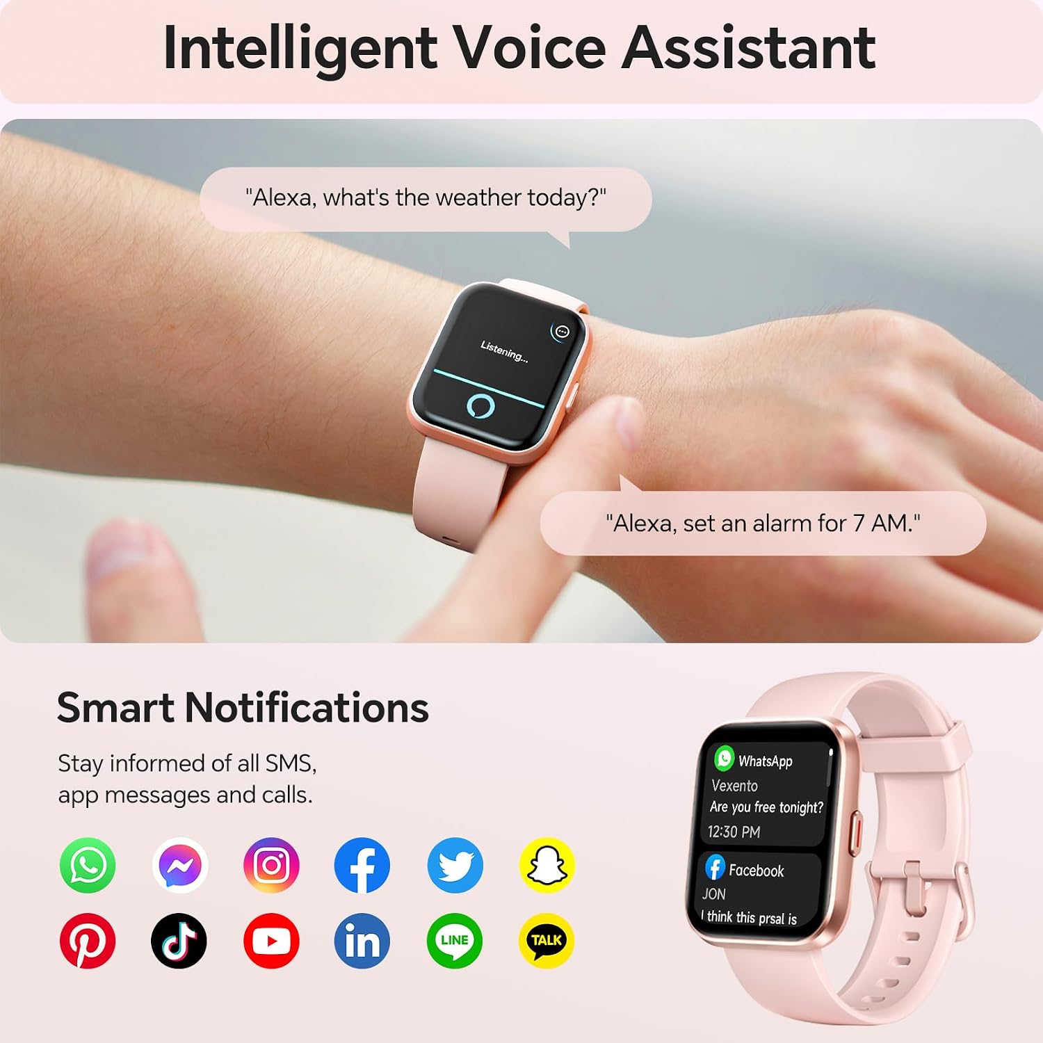 Detalle de Aeac Smart Watch for Women with 1.85" HD Display and Alexa Voice Assistant