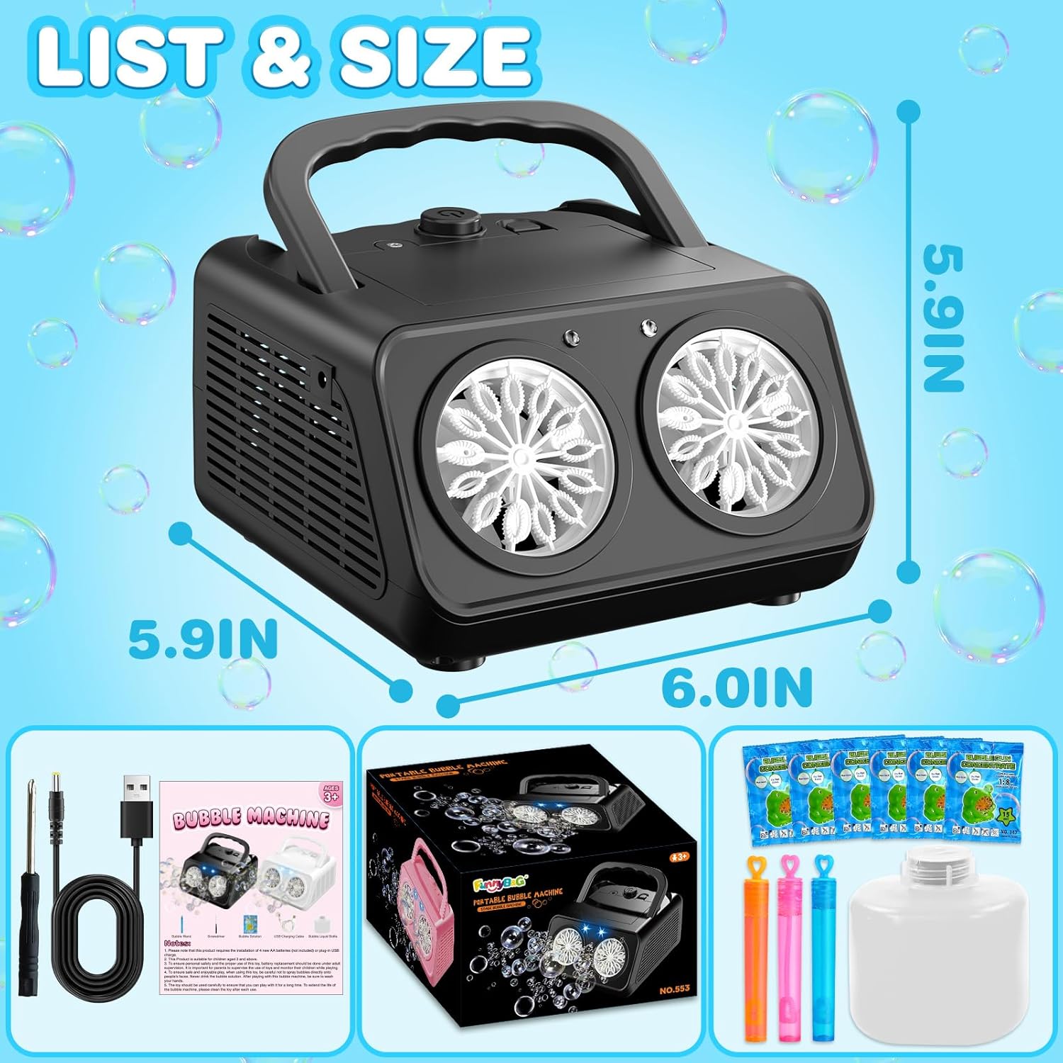 Thumbnail 2 de Macchina bolle di sapone bambini automatica con 26 bacchette rotanti – spara bolle automatico (nero)