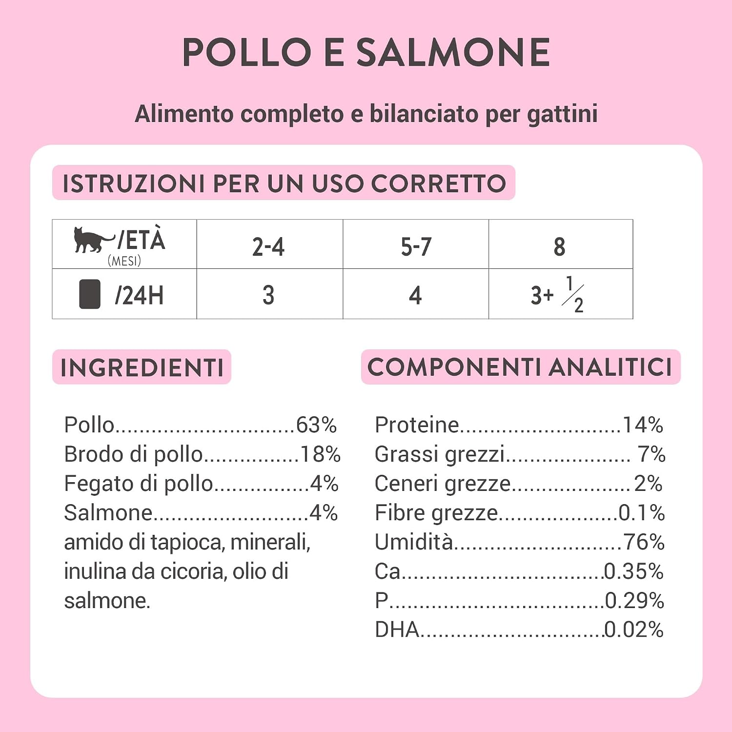 Detalle de Schesir Baby Filettini di Pollo con Salmone in Mousse per Gattini – Grain Free, DHA e Taurina, 12x70 g