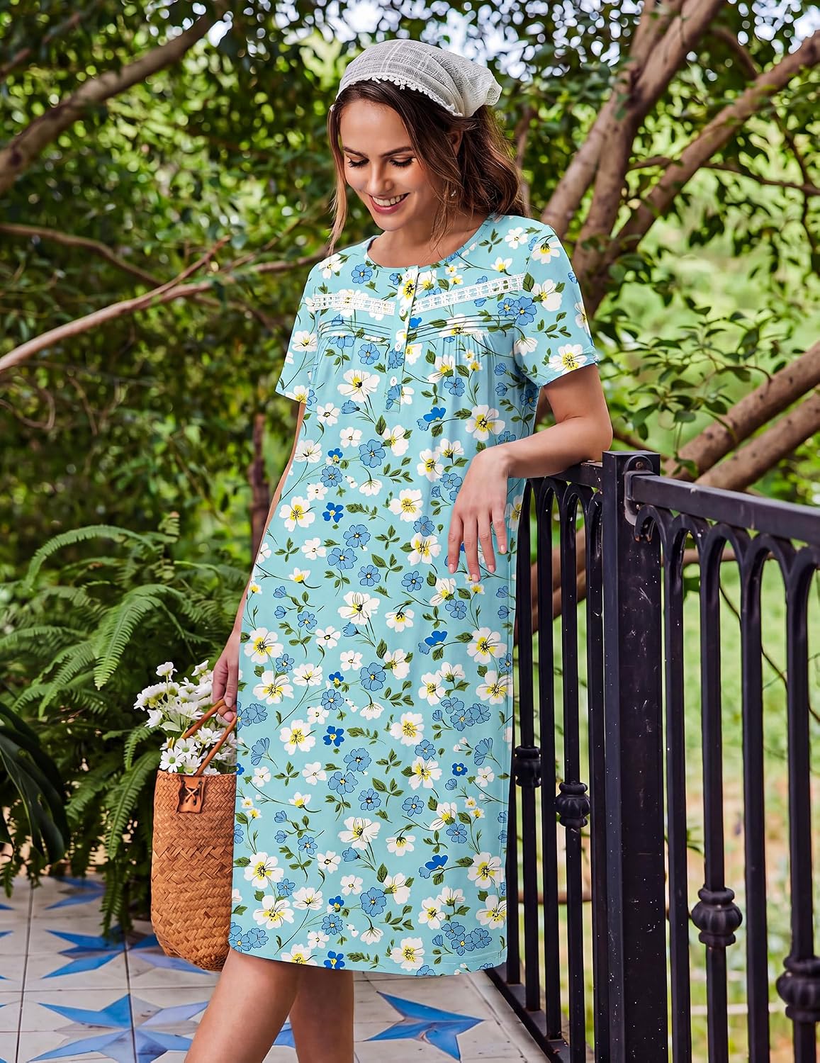 Detalle 2 de Ekouaer Women's Nightgown, Polyester-Spandex Blend