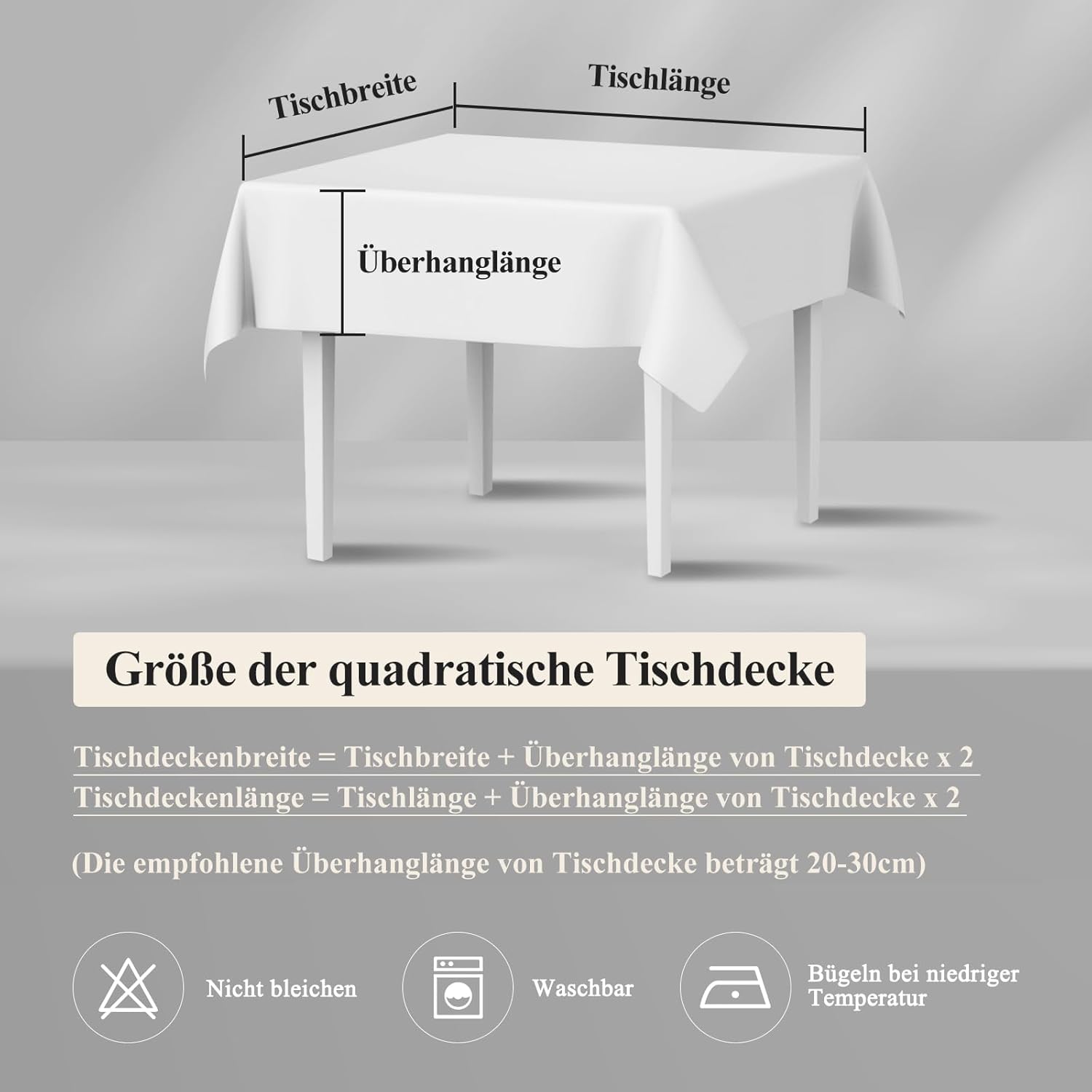 Detalle 2 de AooHome Tischdecke 100x140 cm in Hellgrau – Leinenoptik, wasserabweisend und kratzfest