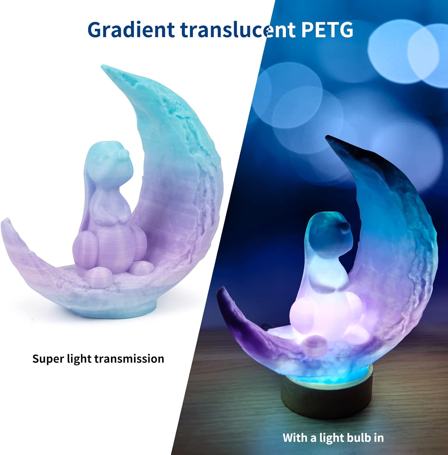 Thumbnail 2 de IEMAI PETG Filament 1.75mm × 1 kg – Halbdurchsichtiges Gradient Blau-Violett, Durchscheinend